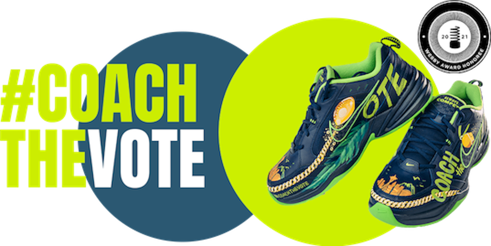 Coach the Vote key art with the painted Nike Monarchs.